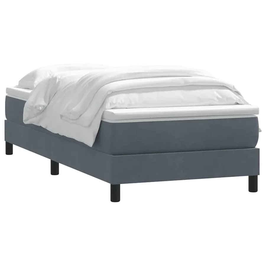 Sommier à lattes de lit et matelas gris foncé 90x210 cm velours - 3
