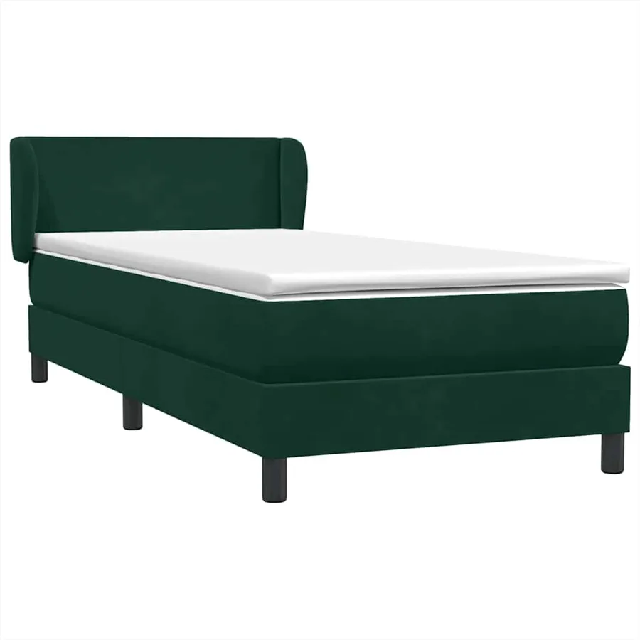 Sommier à lattes de lit et matelas vert foncé 80x210 cm velours - 2