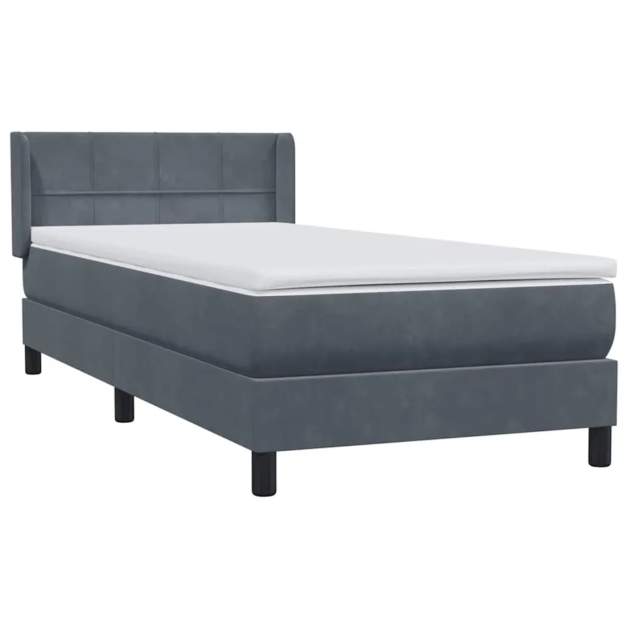 Sommier à lattes de lit et matelas gris foncé 90x210 cm velours - 4