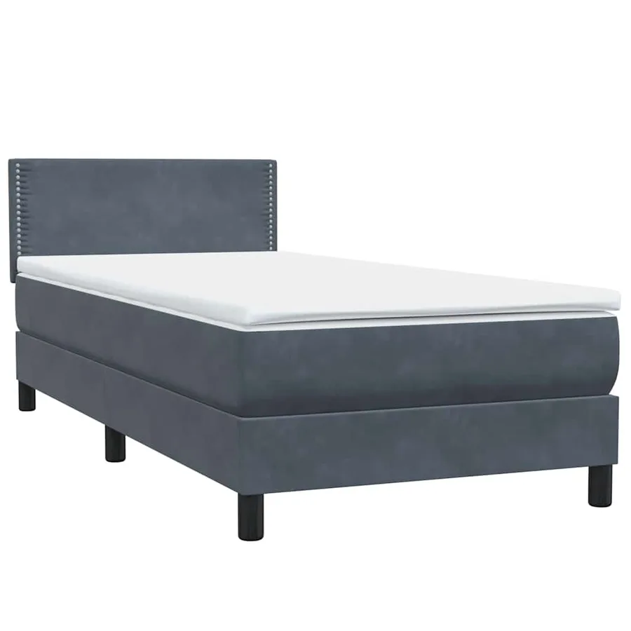 Sommier à lattes de lit et matelas gris foncé 90x210 cm velours - 4