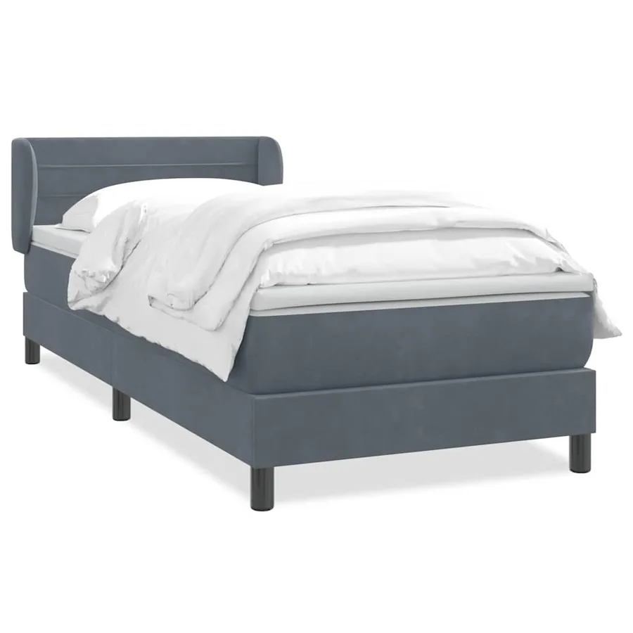 Sommier à lattes de lit et matelas gris foncé 80x220 cm velours - 2