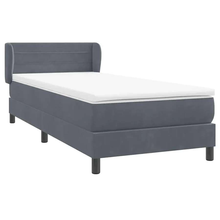 Sommier à lattes de lit et matelas gris foncé 80x220 cm velours - 4