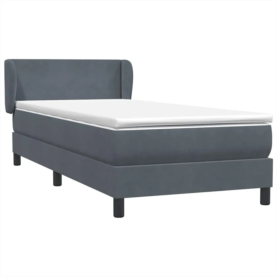 Sommier à lattes de lit et matelas gris foncé 80x220 cm velours - 2