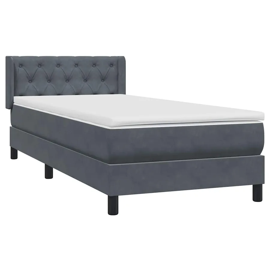 Sommier à lattes de lit et matelas gris foncé 80x220 cm velours - 2