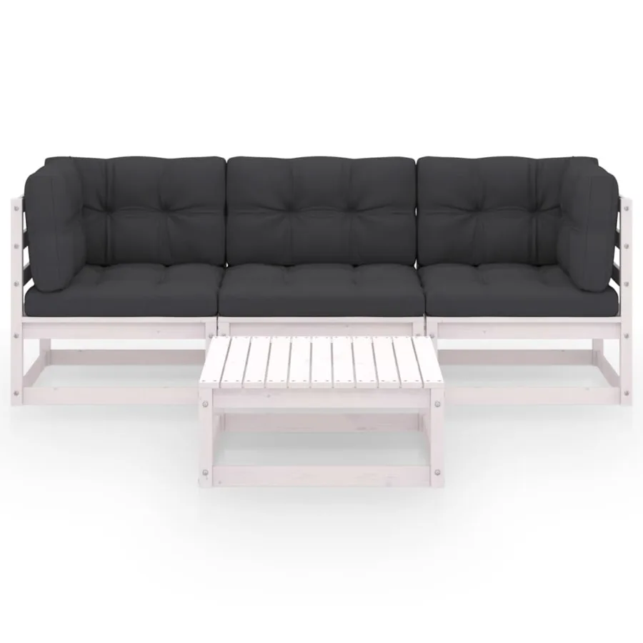 Salon de jardin 4 pcs avec coussins Bois de pin massif - 2