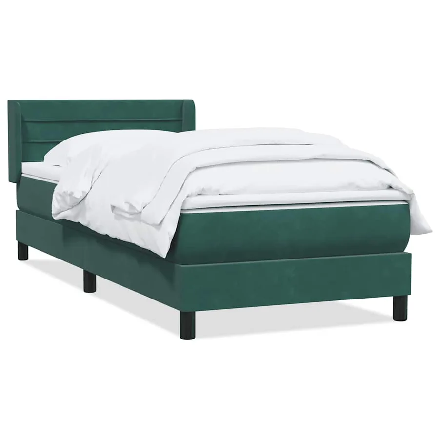 Sommier à lattes de lit et matelas vert foncé 80x210 cm velours - 2