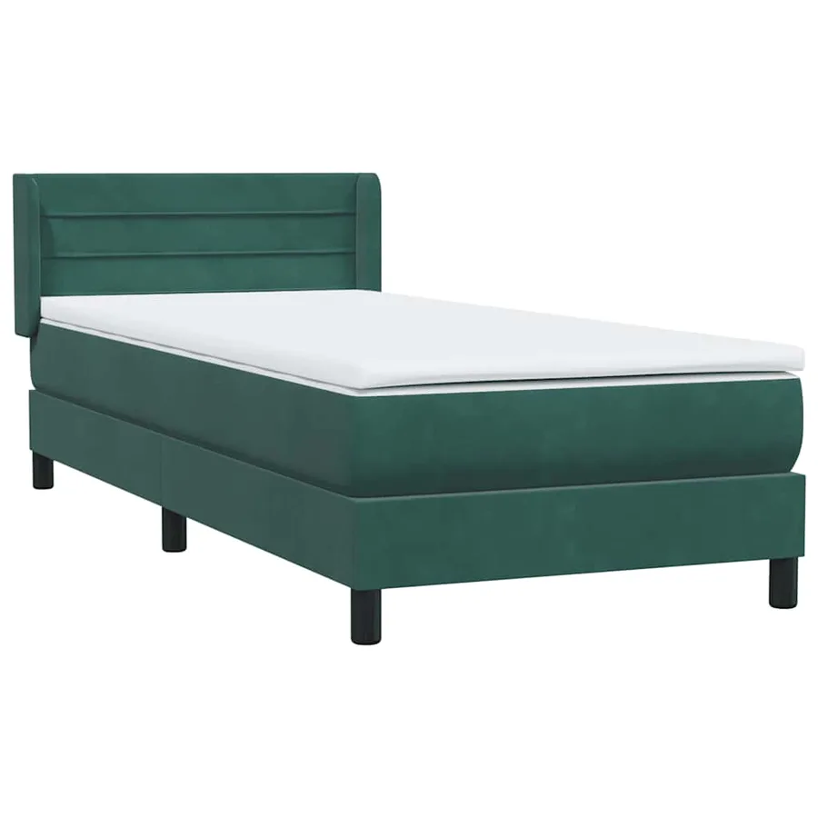 Sommier à lattes de lit et matelas vert foncé 80x210 cm velours - 4