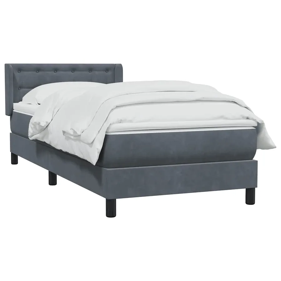 Sommier à lattes de lit et matelas gris foncé 80x220 cm velours - 3
