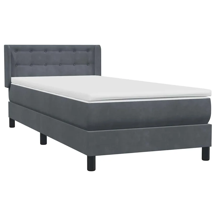 Sommier à lattes de lit et matelas gris foncé 80x220 cm velours - 4