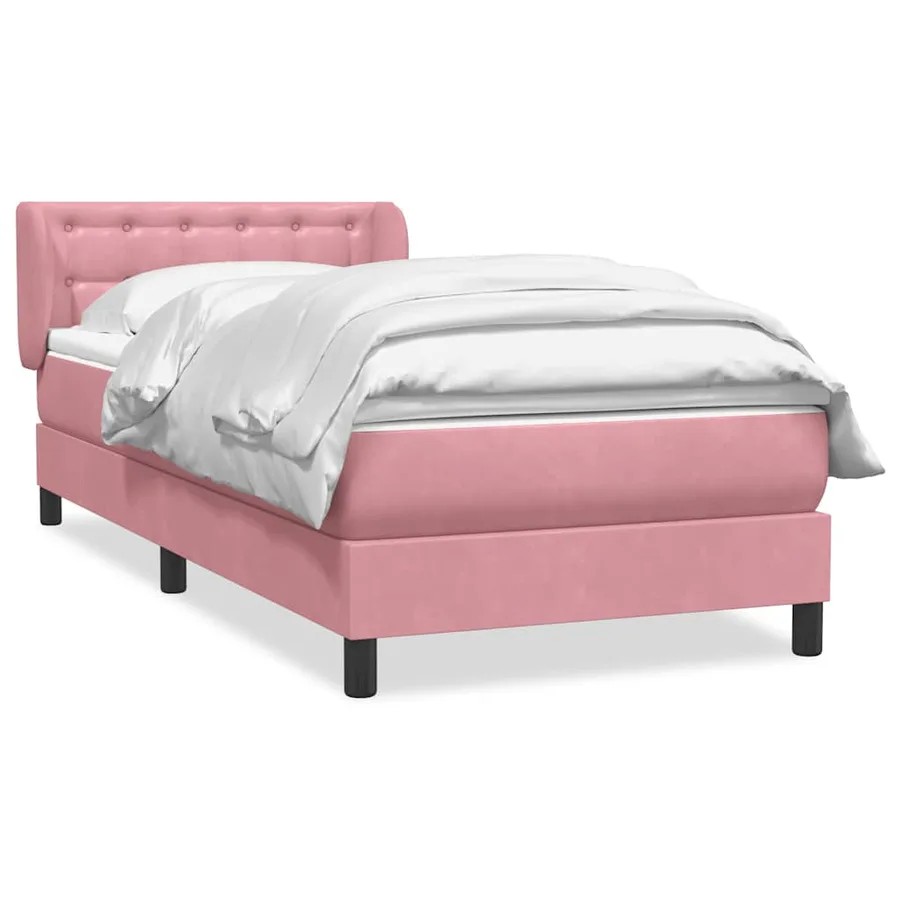 Sommier à lattes de lit avec matelas rose 80x210 cm velours - 2