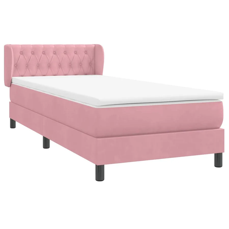 Sommier à lattes de lit avec matelas rose 90x210 cm velours - 4