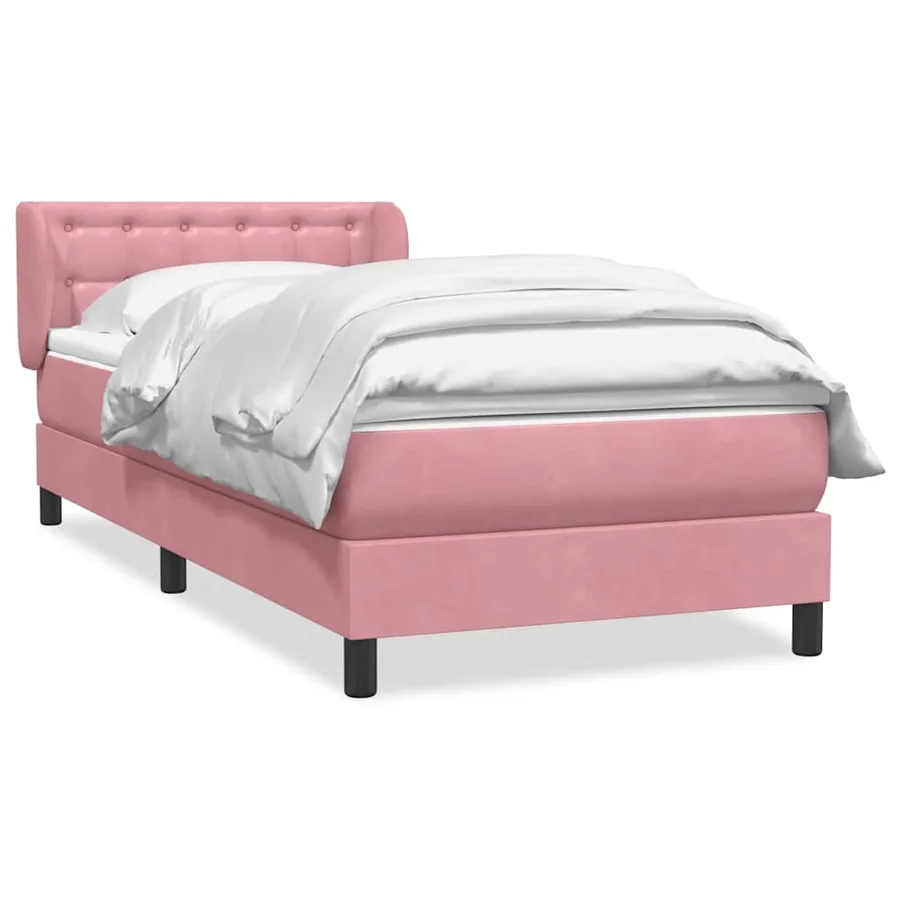 Sommier à lattes de lit avec matelas rose 90x210 cm velours - 2