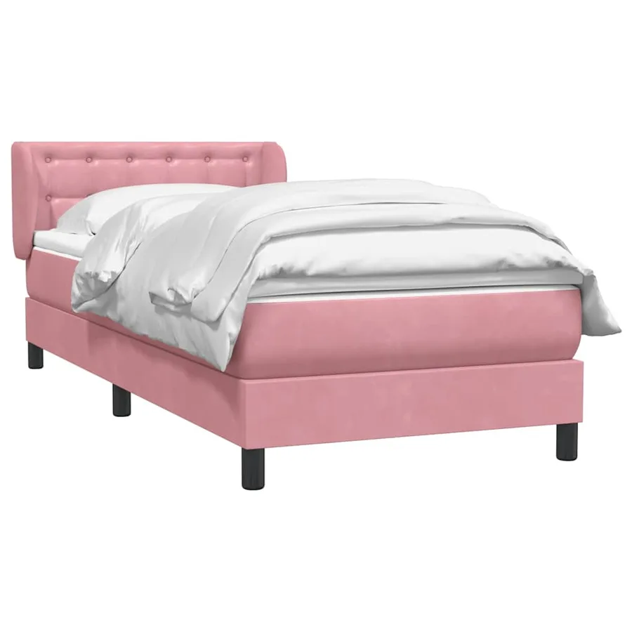 Sommier à lattes de lit avec matelas rose 90x210 cm velours - 3