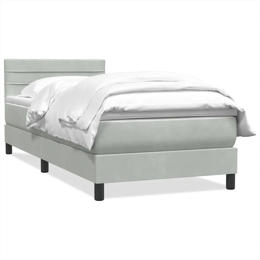 Sommier à lattes de lit et matelas gris clair 80x210 cm velours - 2
