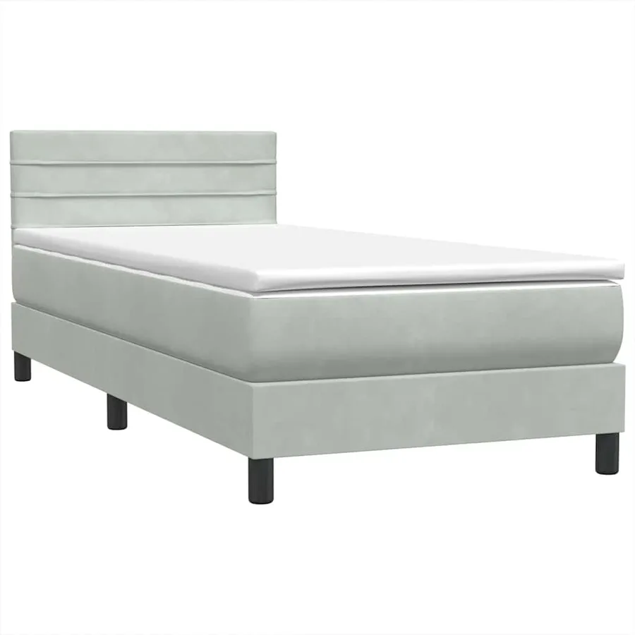Sommier à lattes de lit et matelas gris clair 80x210 cm velours - 4