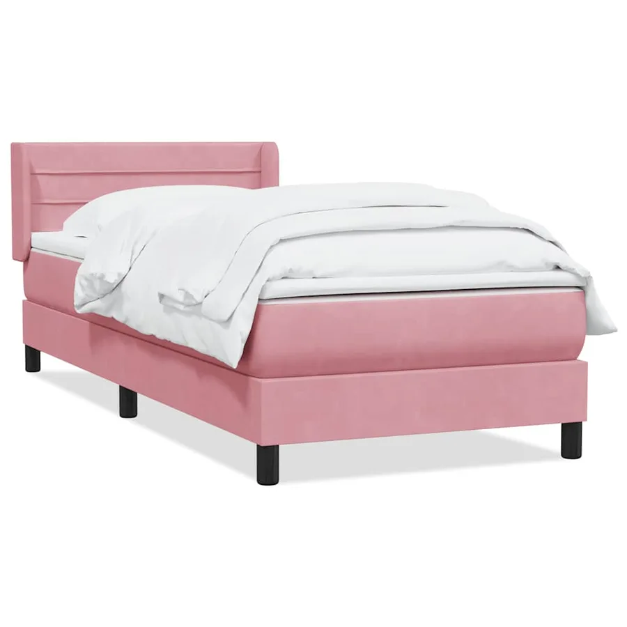 Sommier à lattes de lit avec matelas rose 80x210 cm velours - 2