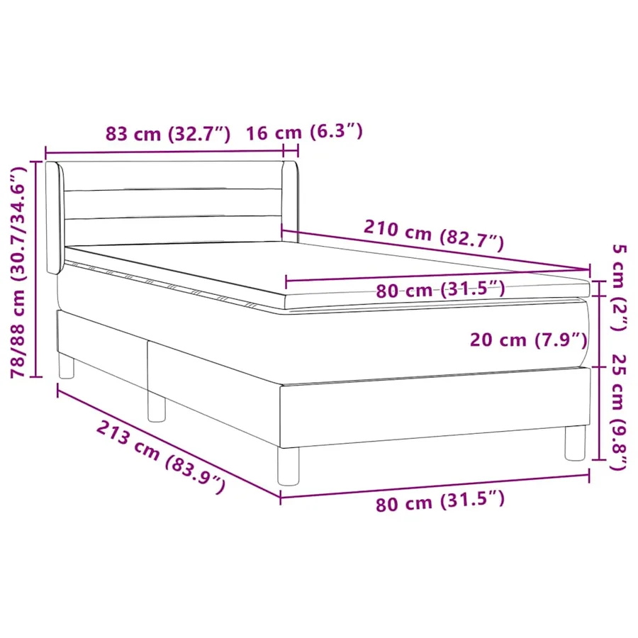 Sommier à lattes de lit et matelas gris clair 80x210 cm velours - 12