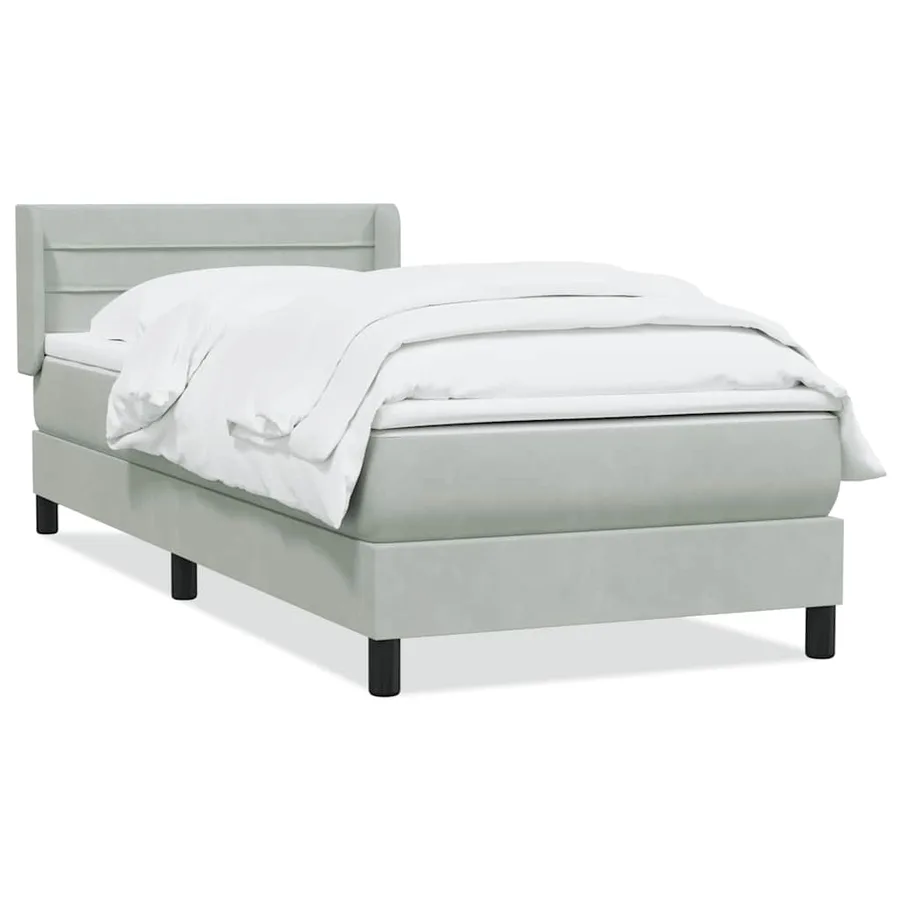 Sommier à lattes de lit et matelas gris clair 80x210 cm velours - 2