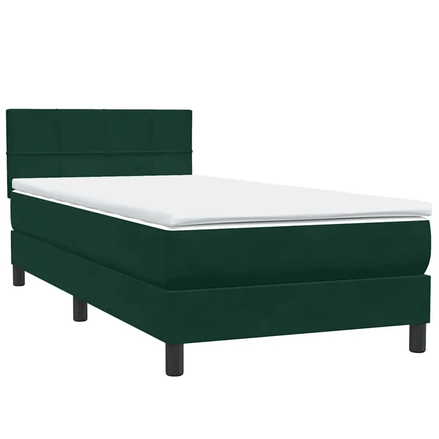 Sommier à lattes de lit et matelas vert foncé 80x220 cm velours - 4