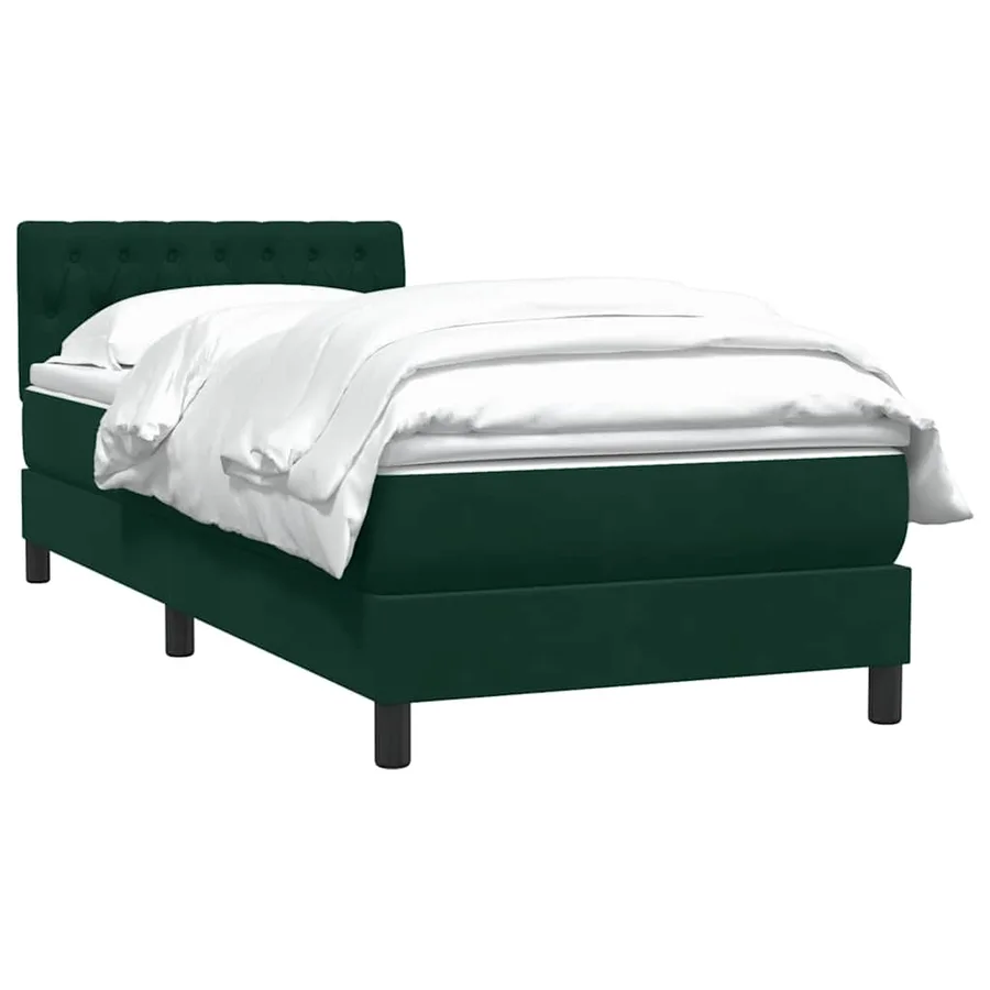 Sommier à lattes de lit et matelas vert foncé 80x220 cm velours - 3