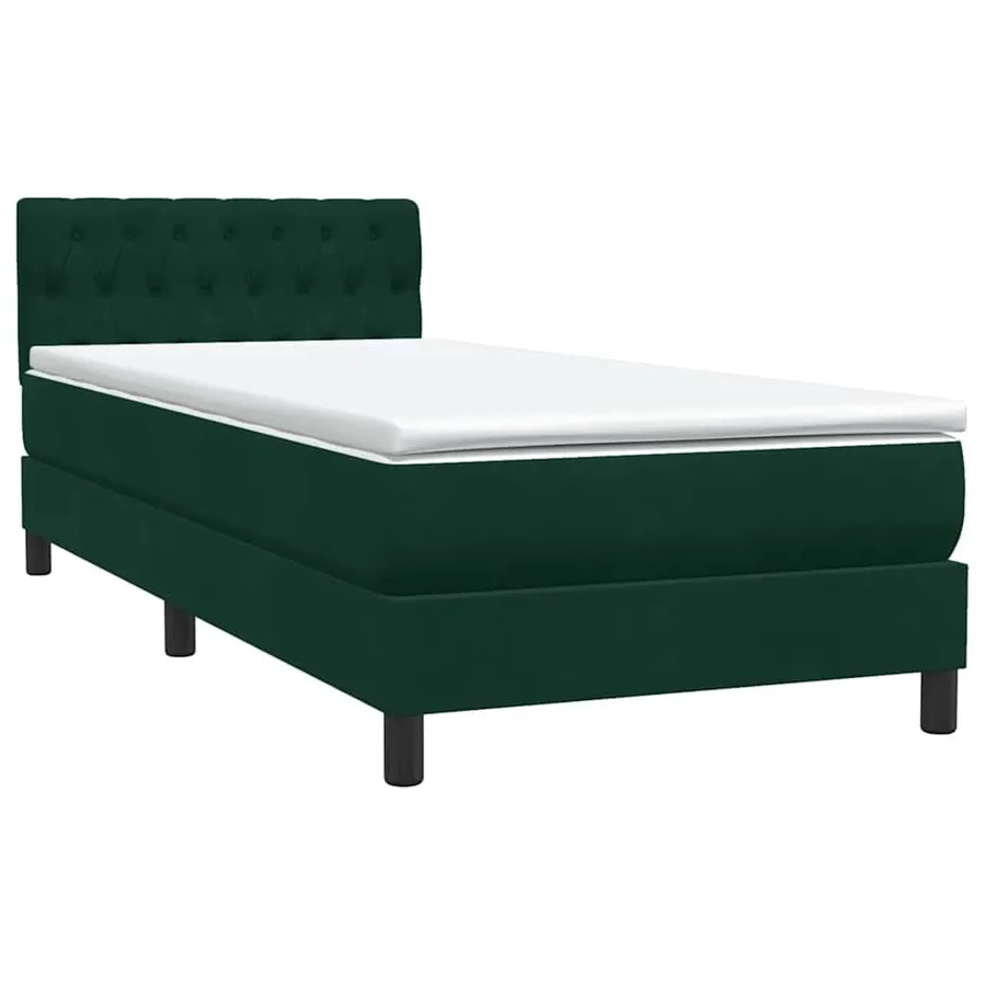 Sommier à lattes de lit et matelas vert foncé 80x220 cm velours - 4