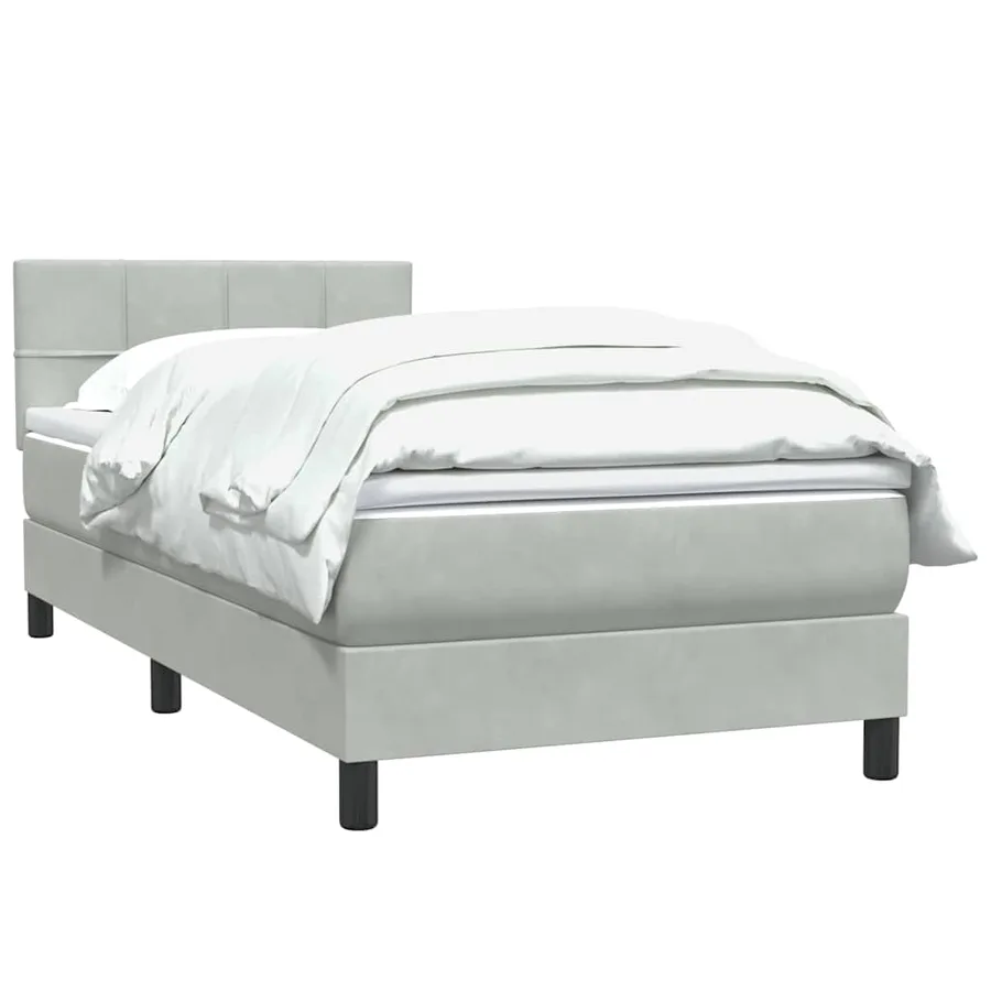 Sommier à lattes de lit et matelas gris clair 80x210 cm velours - 3