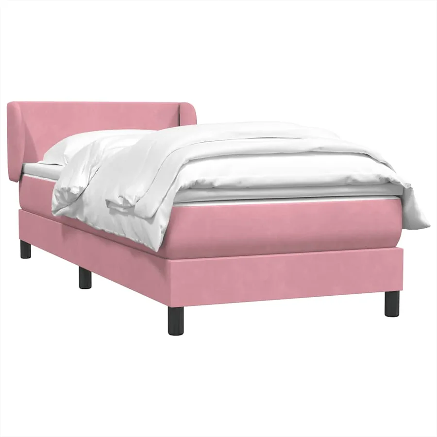 Sommier à lattes de lit avec matelas rose 80x210 cm velours - 4