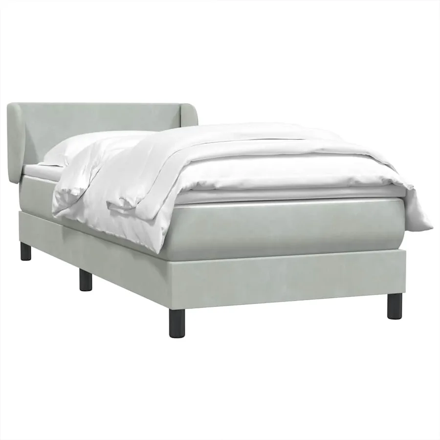Sommier à lattes de lit et matelas gris clair 80x210 cm velours - 4