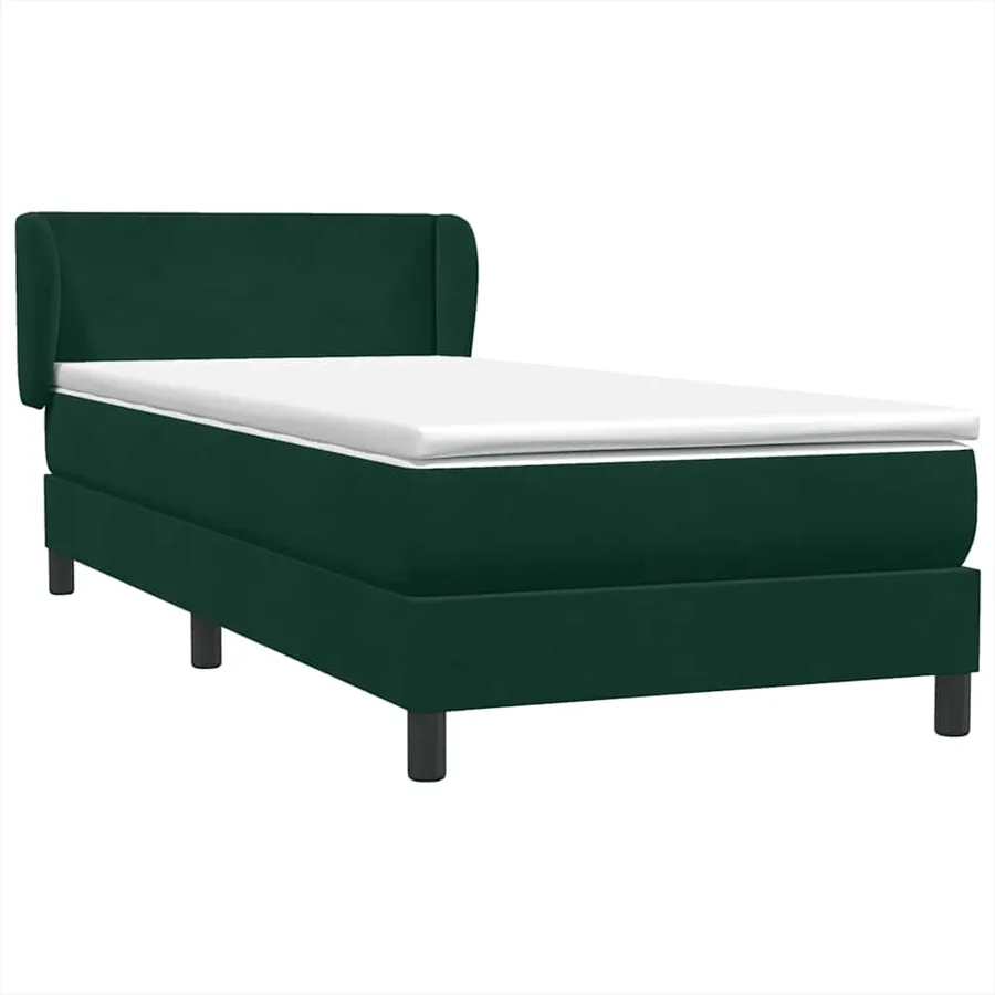 Sommier à lattes de lit et matelas vert foncé 80x220 cm velours - 2