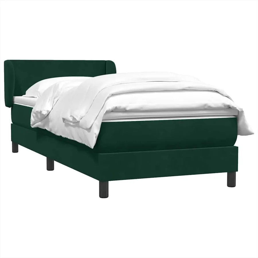 Sommier à lattes de lit et matelas vert foncé 80x220 cm velours - 4