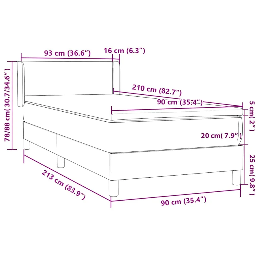 Sommier à lattes de lit avec matelas rose 90x210 cm velours - 12