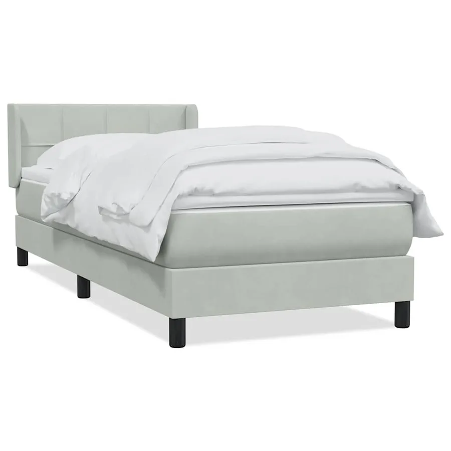 Sommier à lattes de lit et matelas gris clair 80x210 cm velours - 2