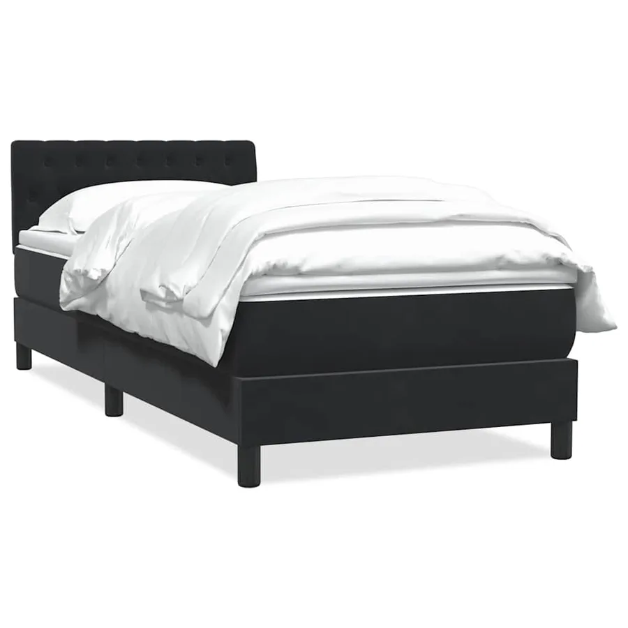 Sommier à lattes de lit avec matelas noir 80x210 cm velours - 2