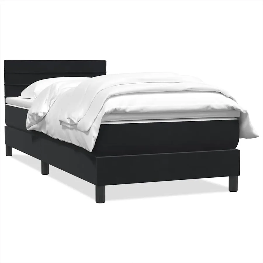 Sommier à lattes de lit avec matelas noir 80x210 cm velours - 2