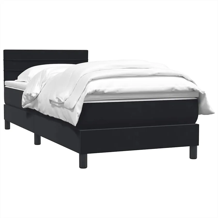 Sommier à lattes de lit avec matelas noir 80x210 cm velours - 3