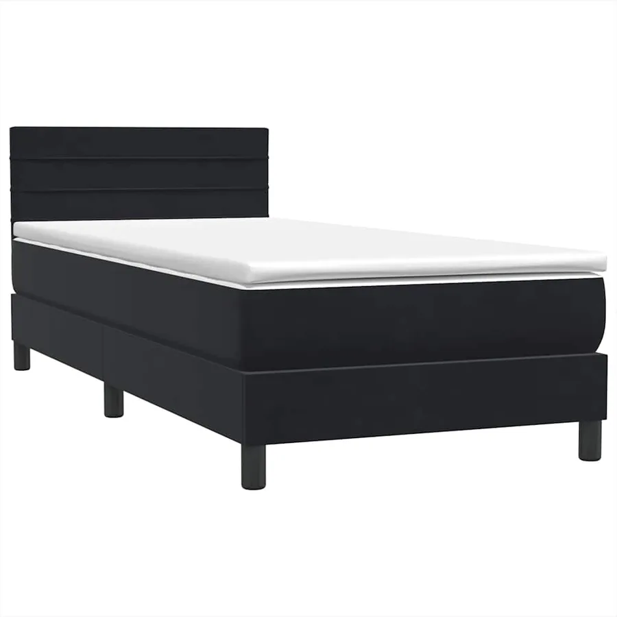 Sommier à lattes de lit avec matelas noir 80x210 cm velours - 4