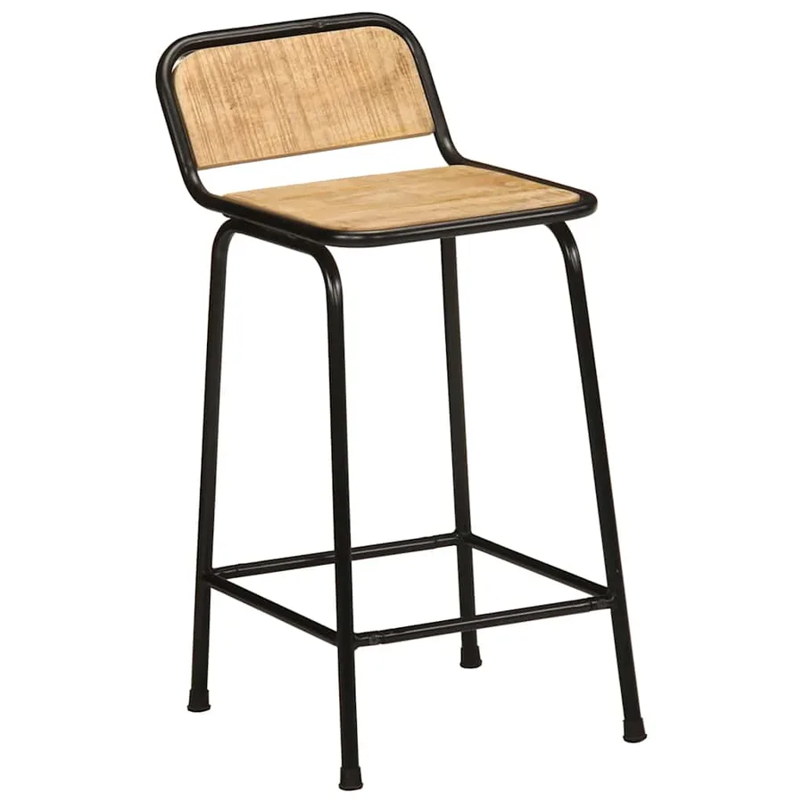 Tabourets de bar lot de 4 bois massif manguier brut - 10