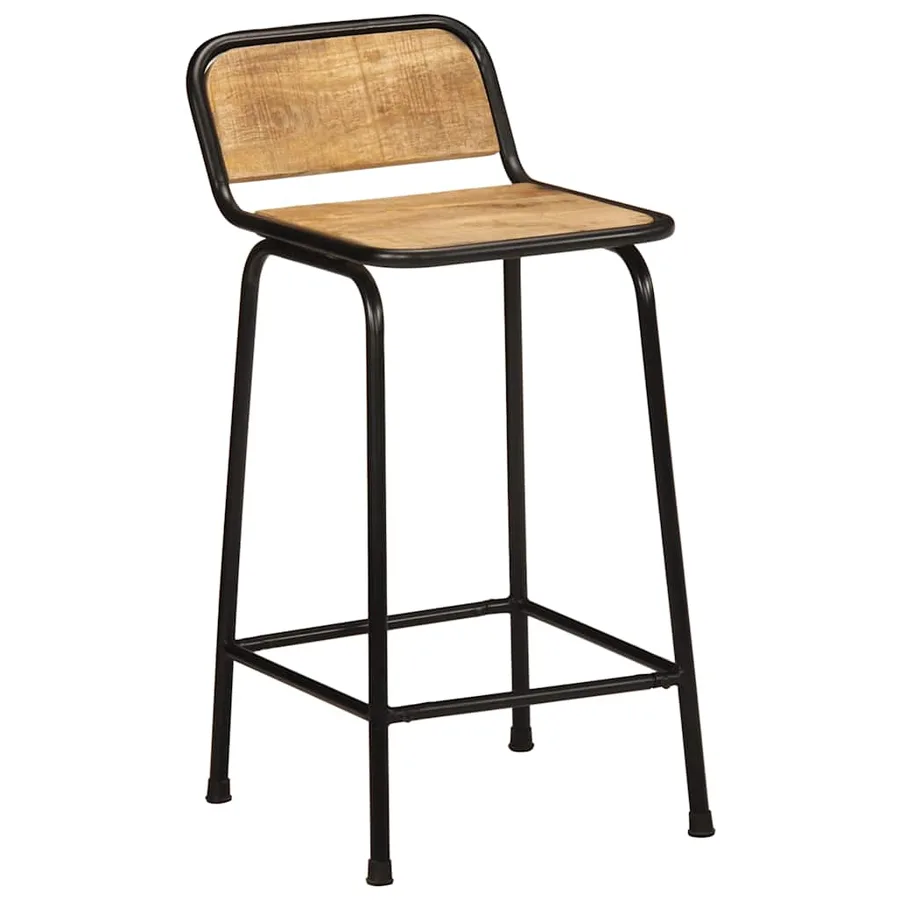 Tabourets de bar lot de 4 bois massif manguier brut - 11
