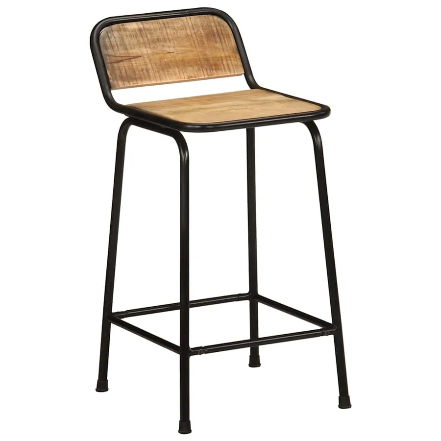 Tabourets de bar lot de 4 bois massif manguier brut - 12