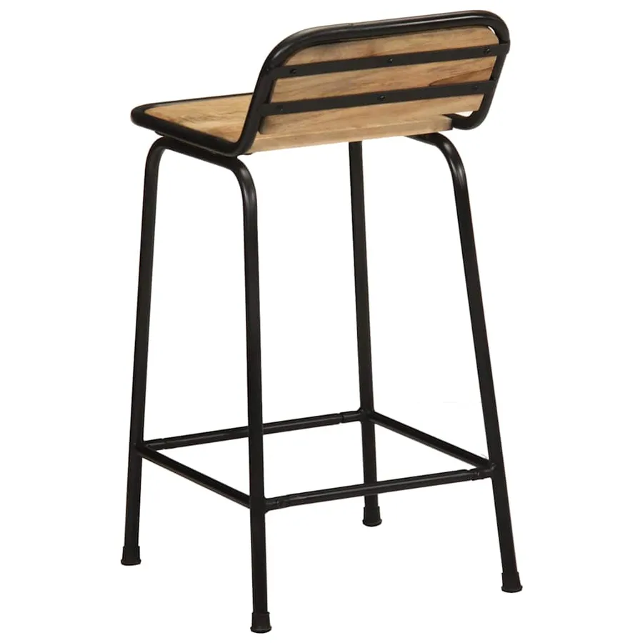 Tabourets de bar lot de 4 bois massif manguier brut - 4