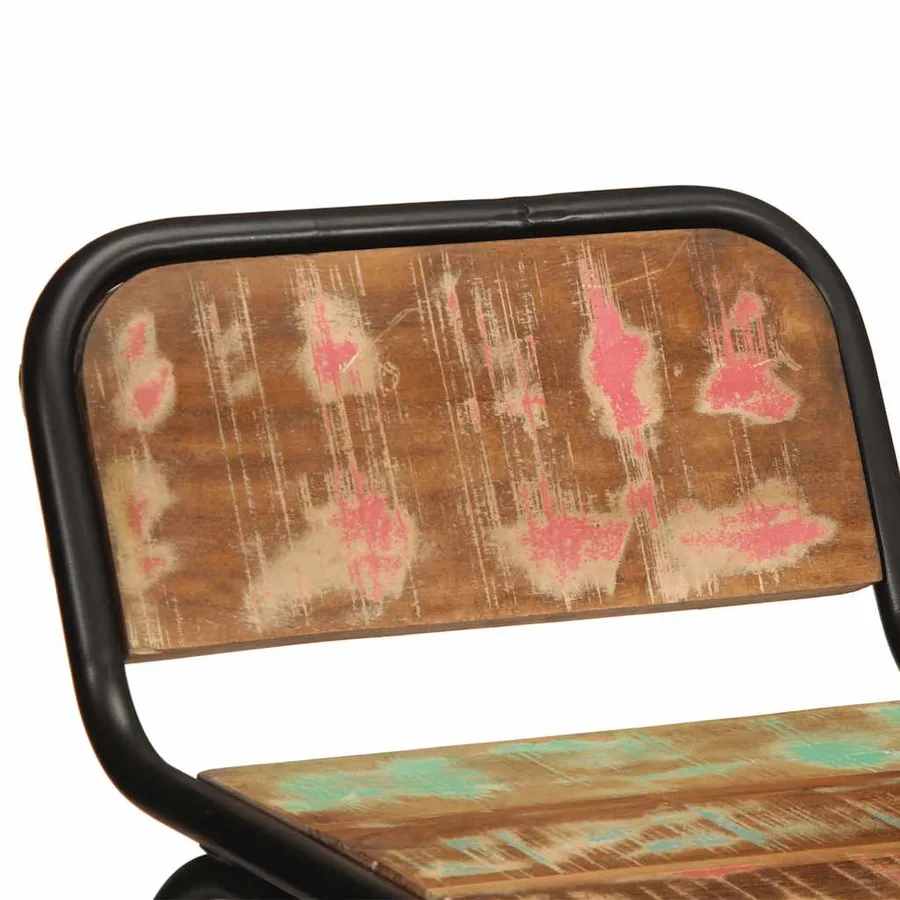 Tabourets de bar lot de 4 46x35,5x80cm bois massif récupération - 5