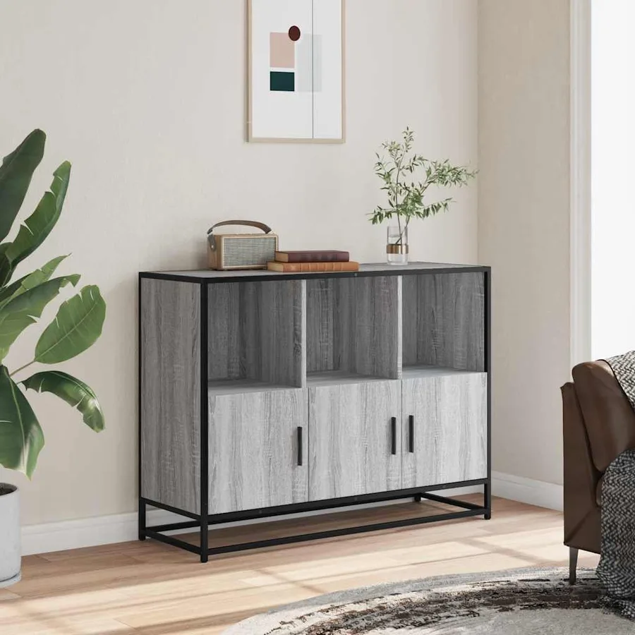 Buffet sonoma gris 100x35x76 cm bois d'ingénierie - 3