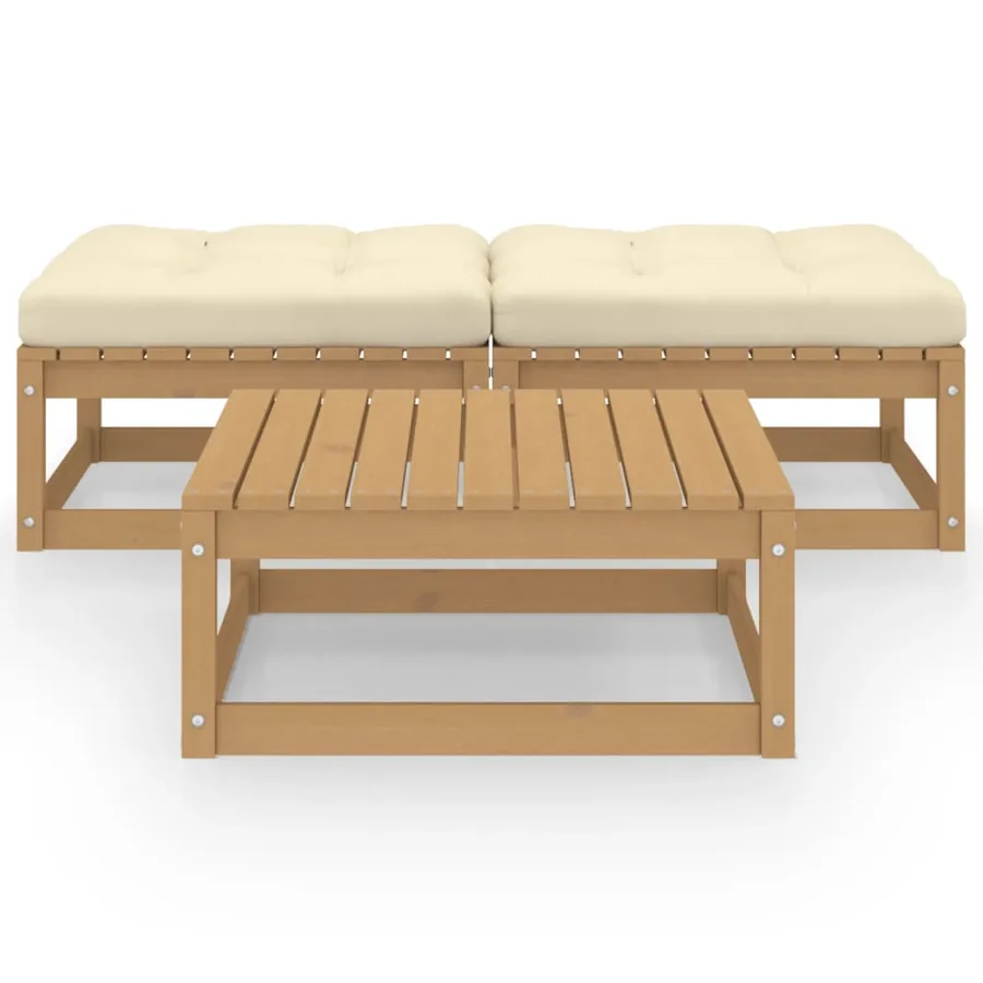 Salon de jardin 3 pcs avec coussins Bois de pin massif - 2