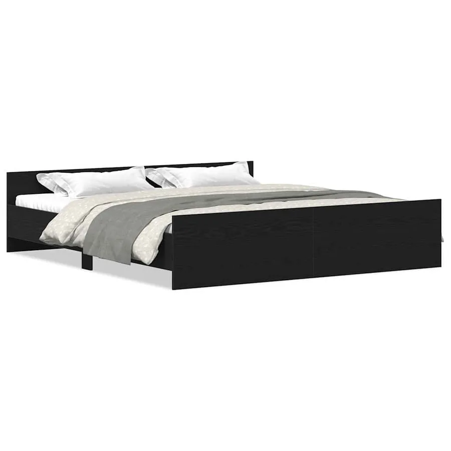 Cadre de lit sans matelas en chêne noir 200x200 cm bois d'ingénierie - 2