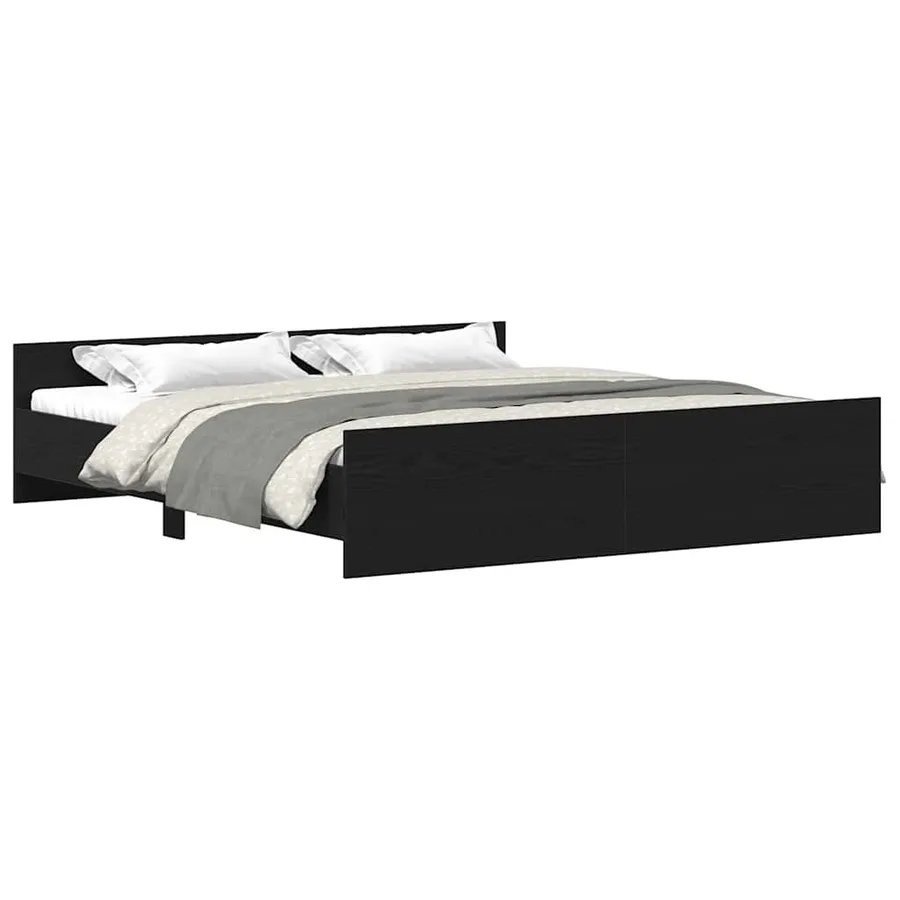 Cadre de lit sans matelas en chêne noir 200x200 cm bois d'ingénierie - 4