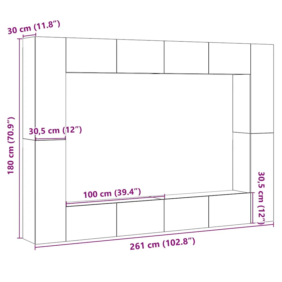 Ensemble de meuble TV mural 8 pcs vieux bois bois d'ingénierie - 10