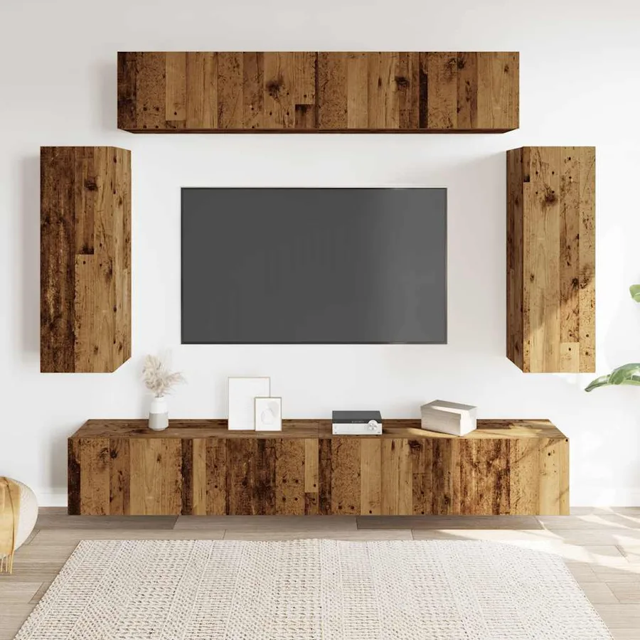 Ensemble de meuble TV mural 6 pcs vieux bois bois d'ingénierie - 3