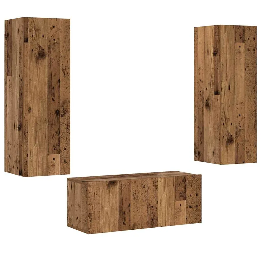 Meubles TV muraux 3 pcs vieux bois bois d'ingénierie - 2