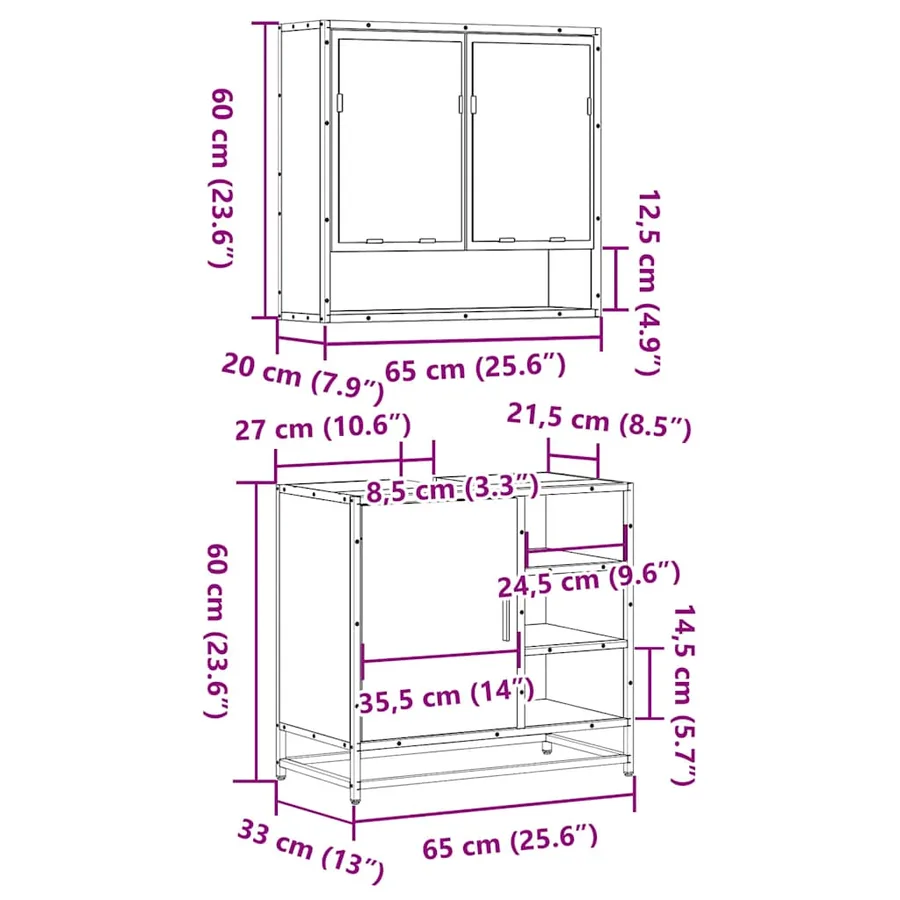 Ensemble de meubles de salle de bain 2 pcs Chêne marron - 11