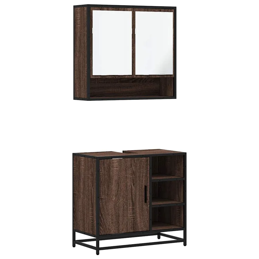 Ensemble de meubles de salle de bain 2 pcs Chêne marron - 2